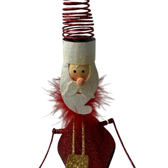 Marching Band Santa Drum Ornament Flocked Christmas Glitter Spring Hat 10”x4” - Picture 4 of 11